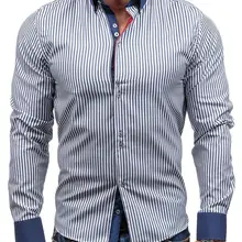Бренд горячая Распродажа модная мужская рубашка с длинным рукавом Топы простые полоски мужские s Мужская классическая рубашка тонкая мужская рубашка XXXL