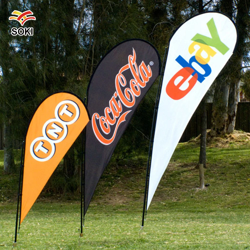 2.8m Custom Feather Flags With Spike Inground Double Sided Printing for