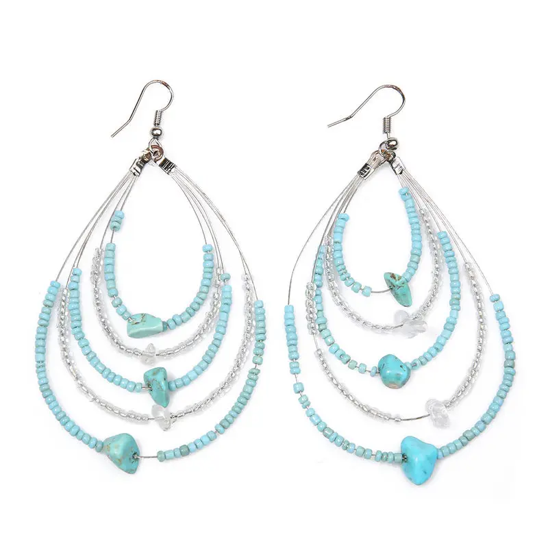 

Miyuki Beaded Jewelry Multi-Layer Stainless Steel Drop Earrings for Women Irregular semi-precious stones Earring Femme Gift
