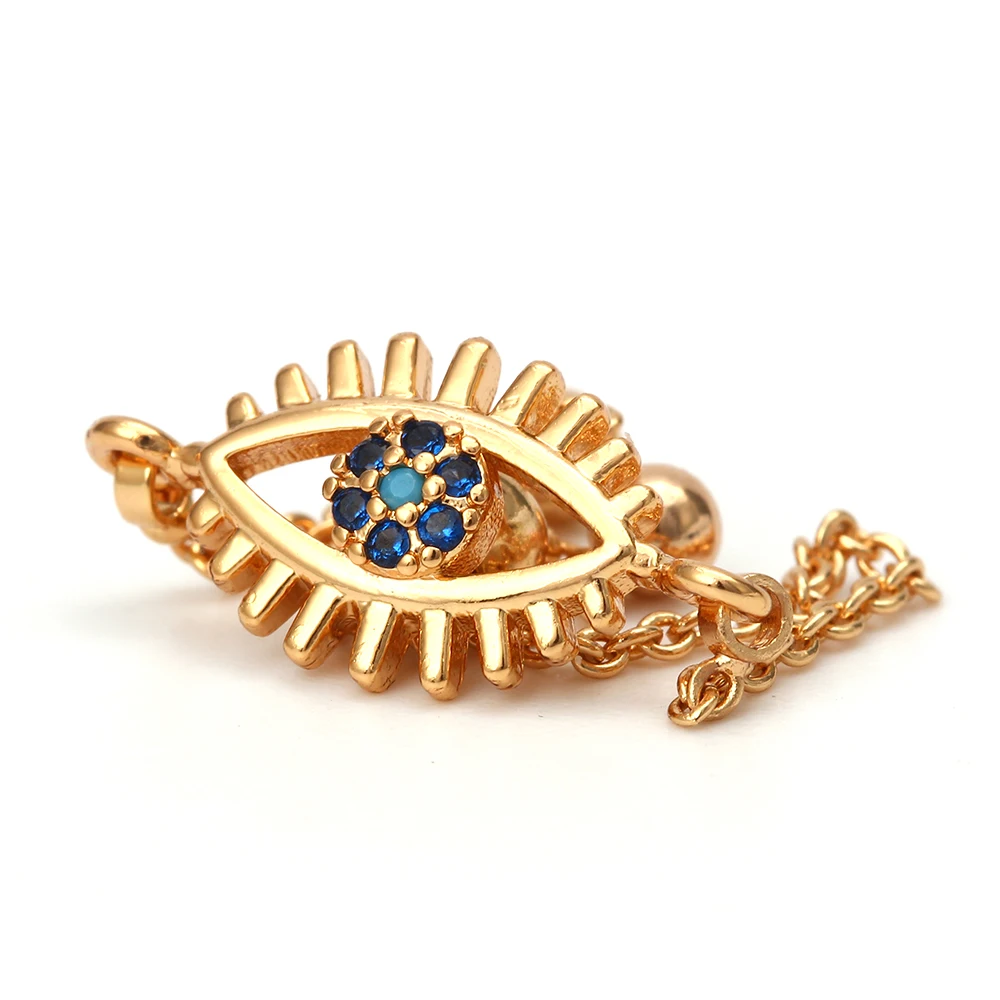 EVIL EYE Micro Pave очаровательное кольцо Регулируемая золотая цепочка синий глаз обручальное кольцо Модные ювелирные изделия для женские EY6374