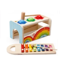 Multi-function music beater early education wooden boy female baby 1-3 years wooden math toys for children building blocks female education
