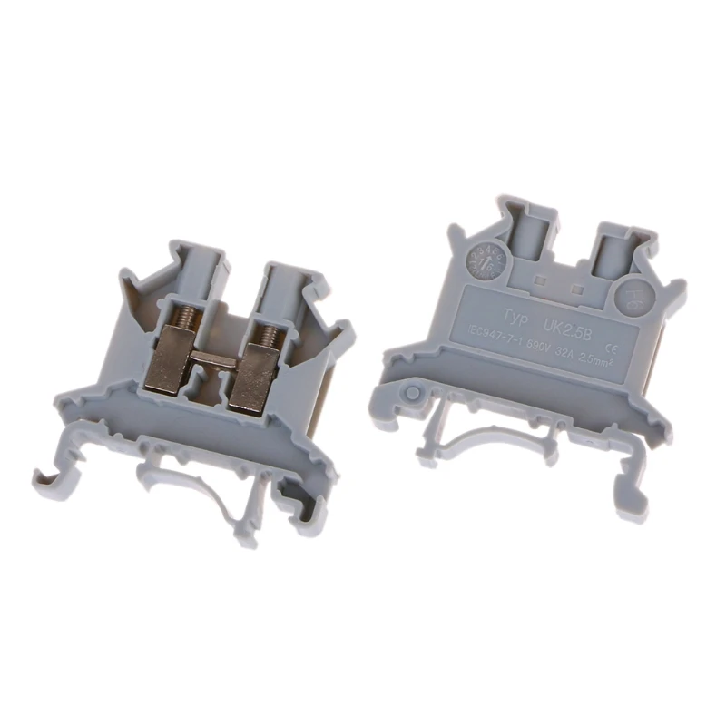 

High Quality 50PCS UK-2.5B 32A/800V DIN Rail Universal Terminal Blocks Screw Type Connector