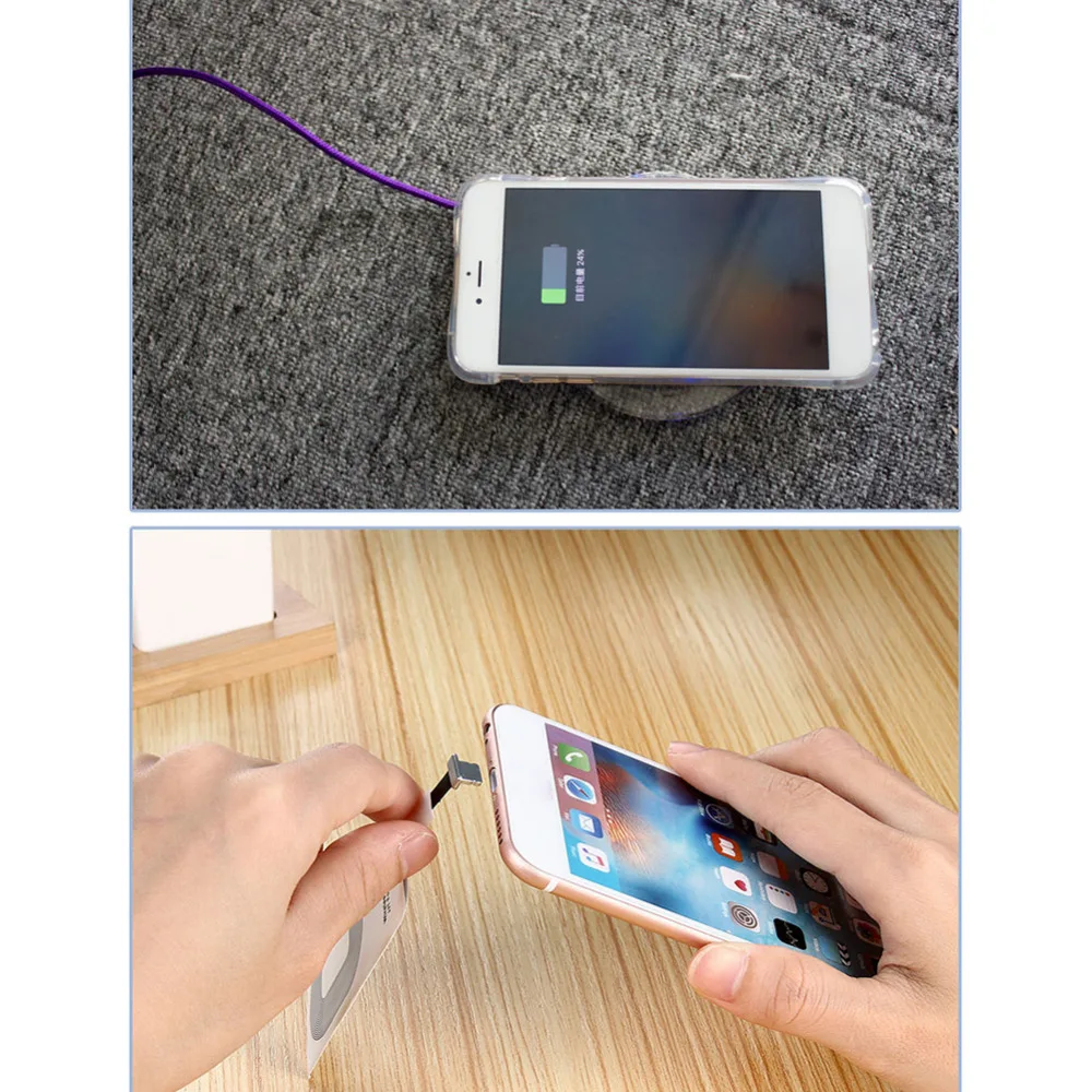 Быстрая Зарядка Qi Беспроводной Зарядное устройство адаптер зарядки приемник пластина для iPhone 6S 5S 6/7PLUS samsung Andriod Тип-C