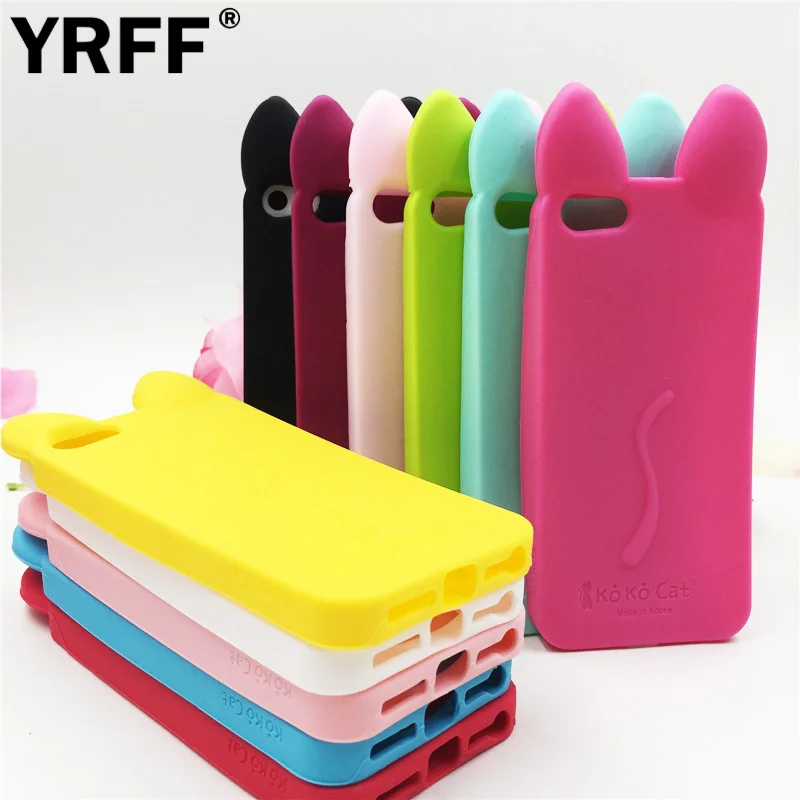 

YRFF Fashion cartoon 3D koko cute Ear Cat phone case for iphone 5c Silicon soft Back Cover for iphone 5C case