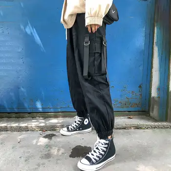 

Casual Joggers Black Women Hip Hop Streetwear Pants Funny High Waist Loose Female Trousers Fashion Ladies Pants With Side Pocket