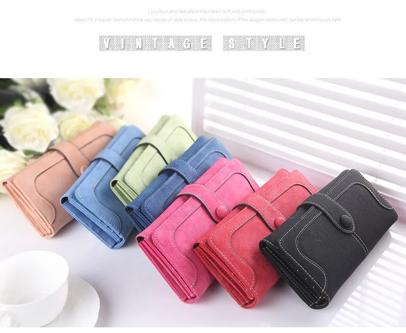 Retro Matte Stitching Long Purse Clutch Wallet Handbag