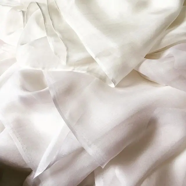 

white and ivory silk chiffon fabric