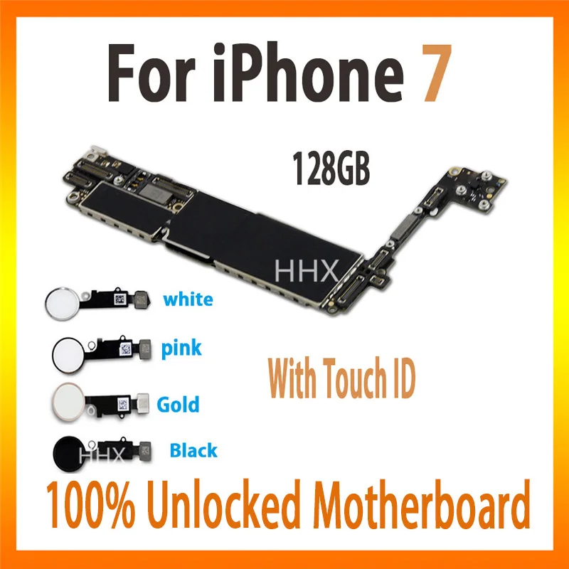 

128GB 100% Original unlocked For iPhone 7 4.7 inch motherboard with touch ID mainboard With Full Chips IOS