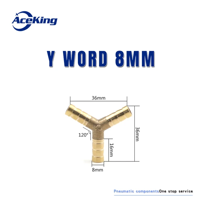All copper pagoda joint y-type gas pipe three-way gas pipe straight hose joint fitting t-type three-way four-way joint gree head Y mord 8MM