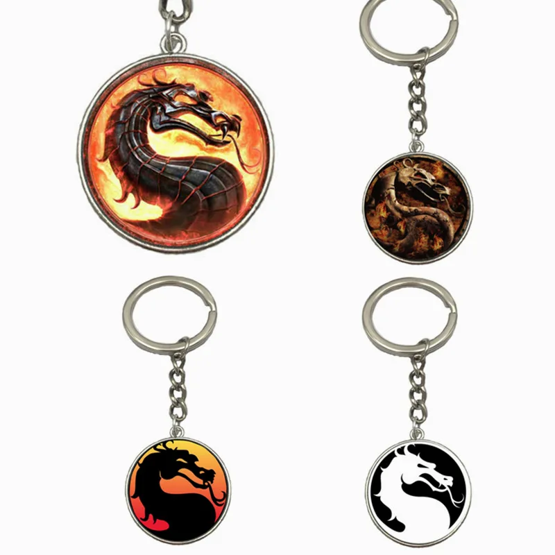 

2.8cm Tag Golden Sliver Great Mortal Kombat Keychain Action Figure Metal Keyring Pendant toy for Adult Around the Game Dragon