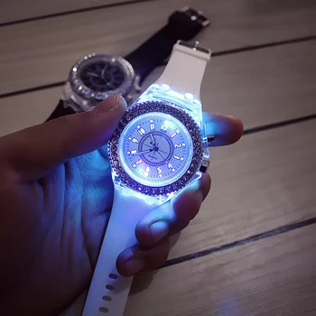 

Fashion Girl Gift Simple Backlight Crystal Quartz LED Wrist Watch Women Watch Jewelry