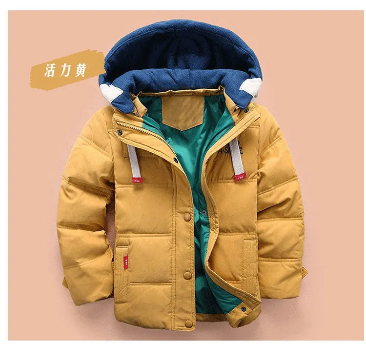 children Down& Parkas 6-15 T winter kids outerwear boys casual warm hooded jacket for boys solid boys warm coats