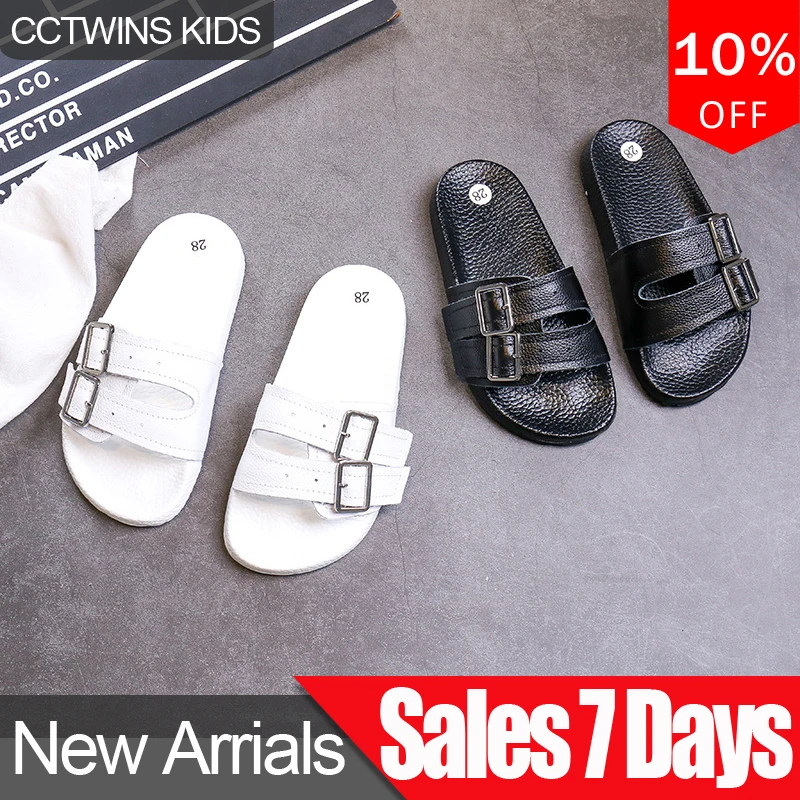 

CCTWINS Kids Shoes 2019 Summer Fashion Girls Sandal Boys Real Leather Children Casual Mirror Surface Slippers Toddler Shoe SD033