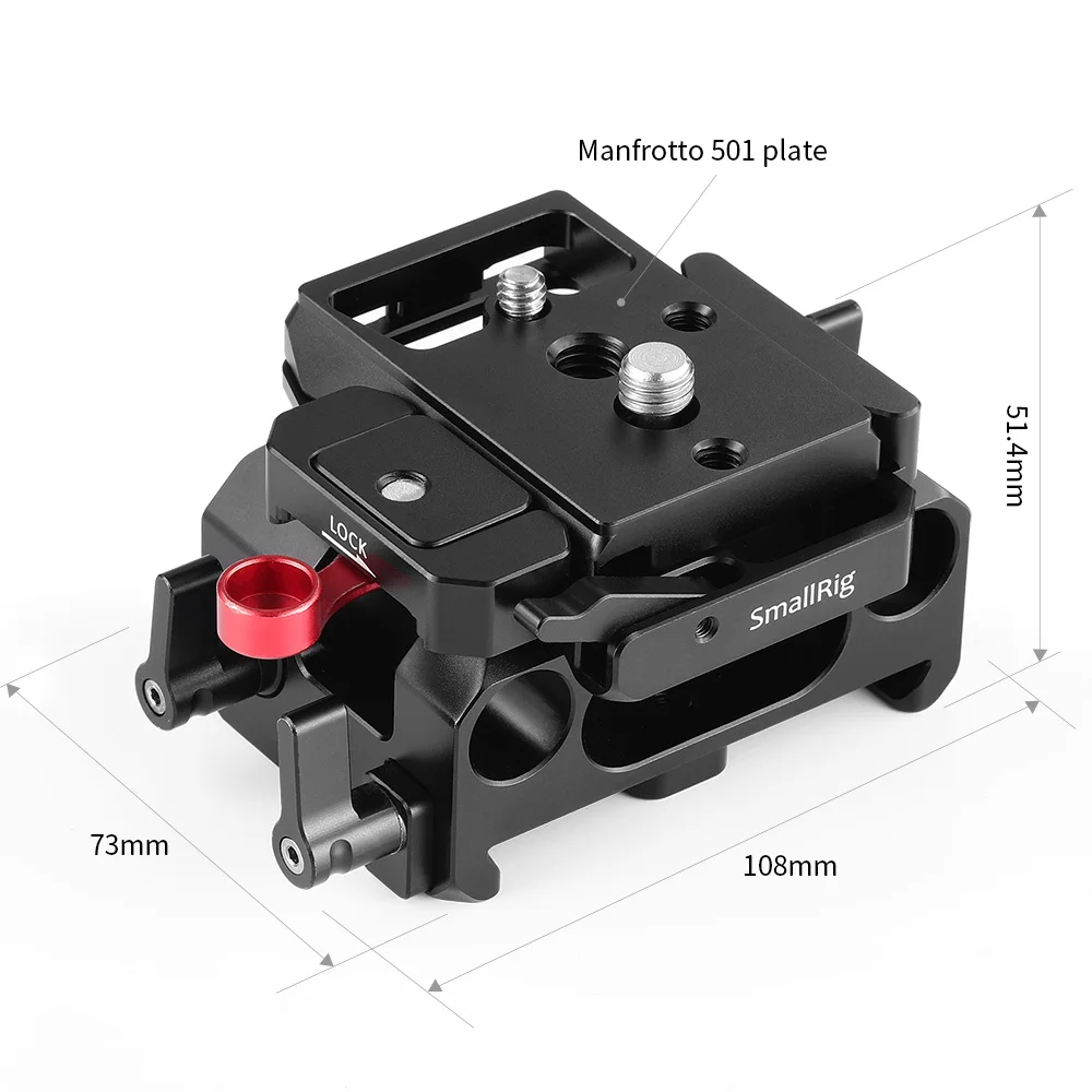 Комплект базовой плиты SmallRig с 15 мм рельсовым зажимом для карманного кинокамеры Blackmagic Design BMPCC 4K(Совместимость с Manfrotto 501PL)-2266
