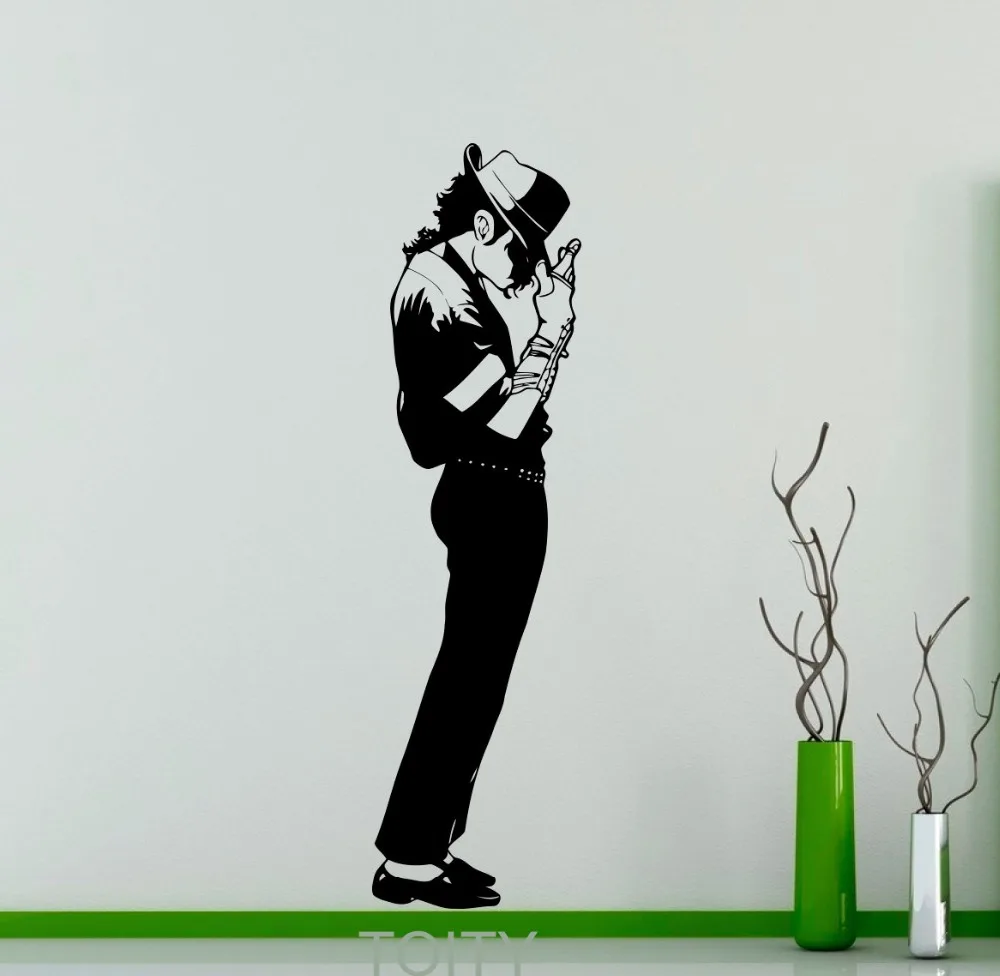 Michael Jackson Wall Sticker King of Pop Star Vinyl Decal Art Decor Music Home Interior Room Retro Mural Design in Wall Stickers from Home & Garden on