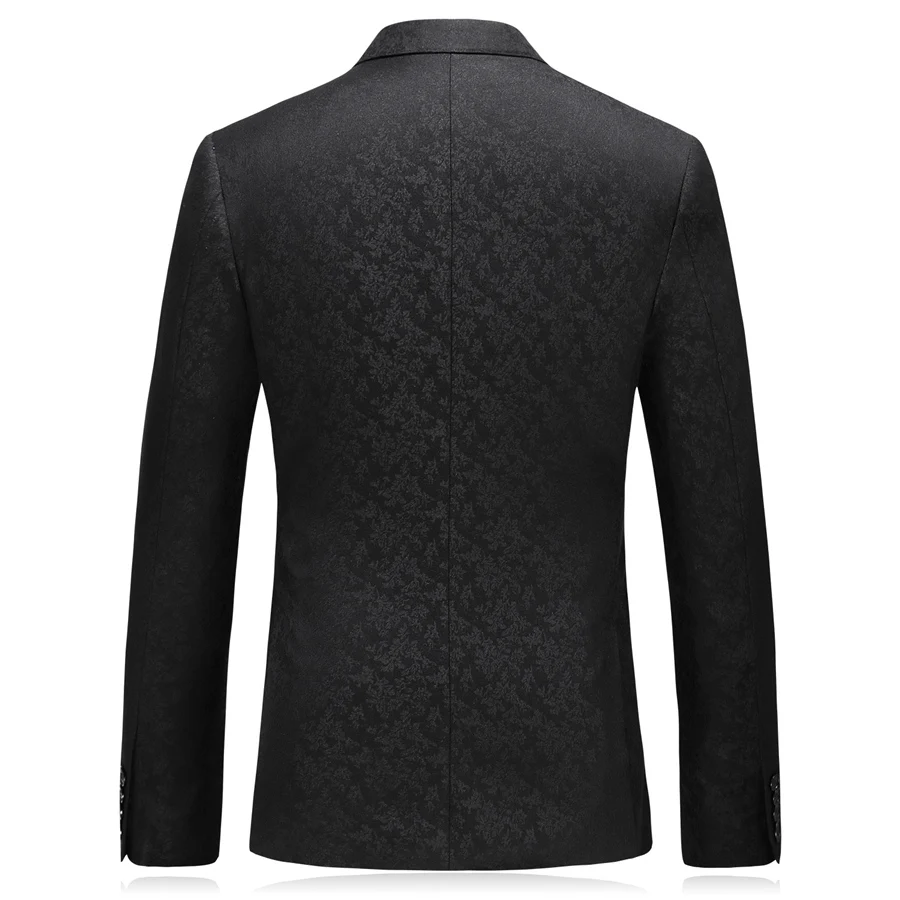 Черный двубортный пиджак для Для мужчин 2019 Slim Fit Для мужчин s блейзеры куртки мужской костюм модное жаккардовое Повседневное мужской пиджак
