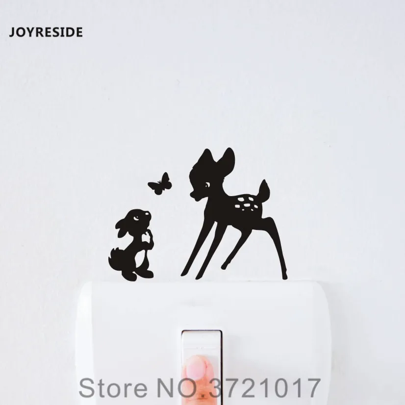 

JOYRESIDE Bambi Squirrel Butterfly Funny Light Switch Small Wall Decal Vinyl Sticker Kids Room Home Decor House Decoration XY152