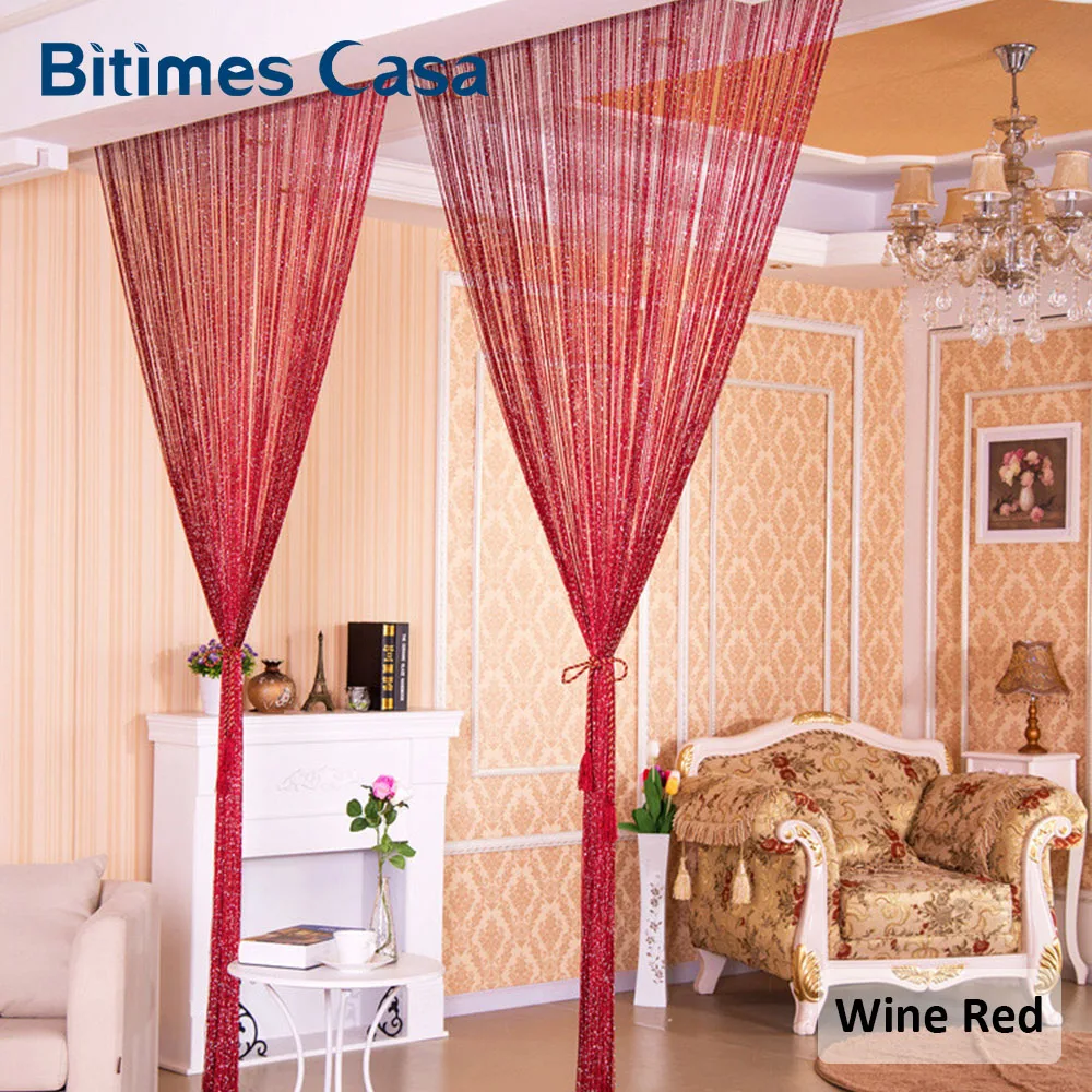 Silver Tinsel Tassel String Line Curtain With Glitter Sequins 100*200CM