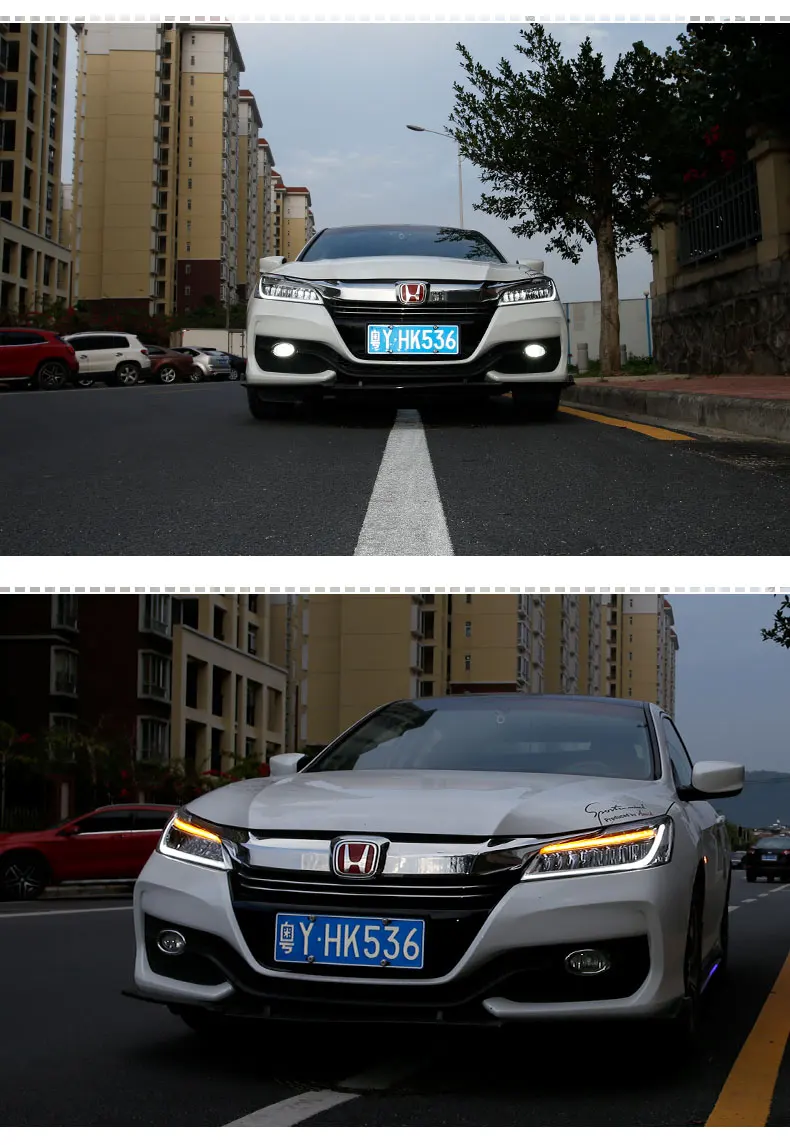 Автомобильный Стильный чехол на голову для Honda Accord фары светодиодный фонарь DRL светодиодный двойной луч светодиодный фары