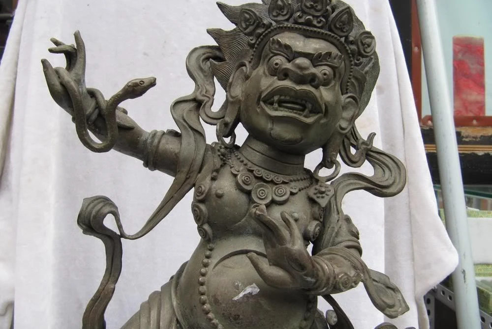 Тибетский буддистский бронзовые медные змеи Setrap Chen Vajrapani статуя Будды