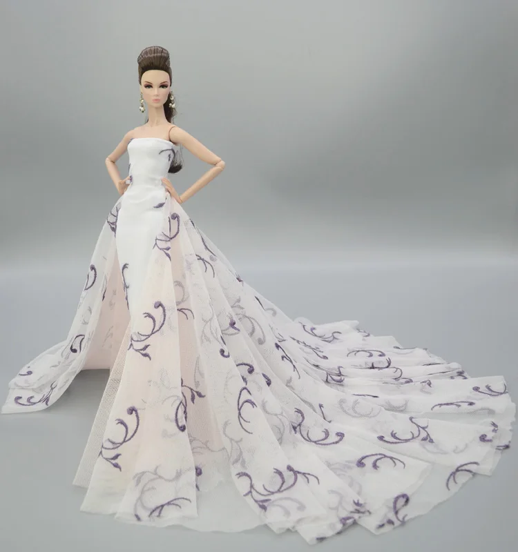 Великолепное длинное свадебное платье с цветным цветком, кружевные вечерние платья наряды, одежда для 1/6 BJD Xinyi FR ST, кукла Барби, новинка