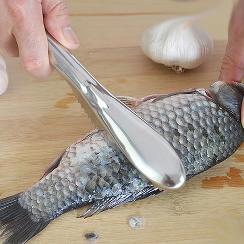 

KitNewer 1 pcs Fish Skin Brush Stainless Steel Scraping Fish Scale Brush Graters Fast Remove Fish Cleaning Peeler Scaler Scraper