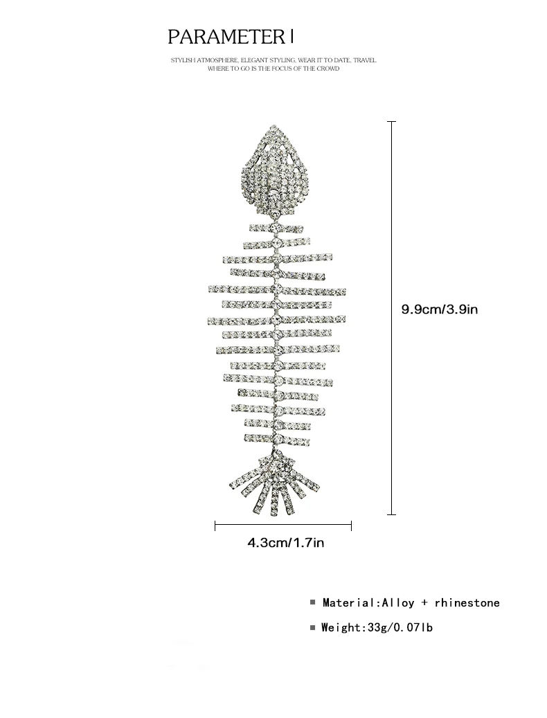 Стразы Рыбацкая серьги для женщин животные преувеличенные модные ювелирные изделия массивные Серьги Висячие женские подарки