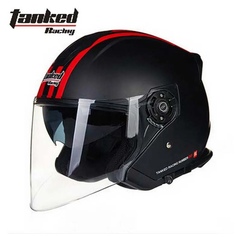 Летние новые двойные линзы Tanked Racing Half Face мотоциклетный шлем T597 ABS мотоциклетные шлемы для рыцаря защитное оборудование - Цвет: black red