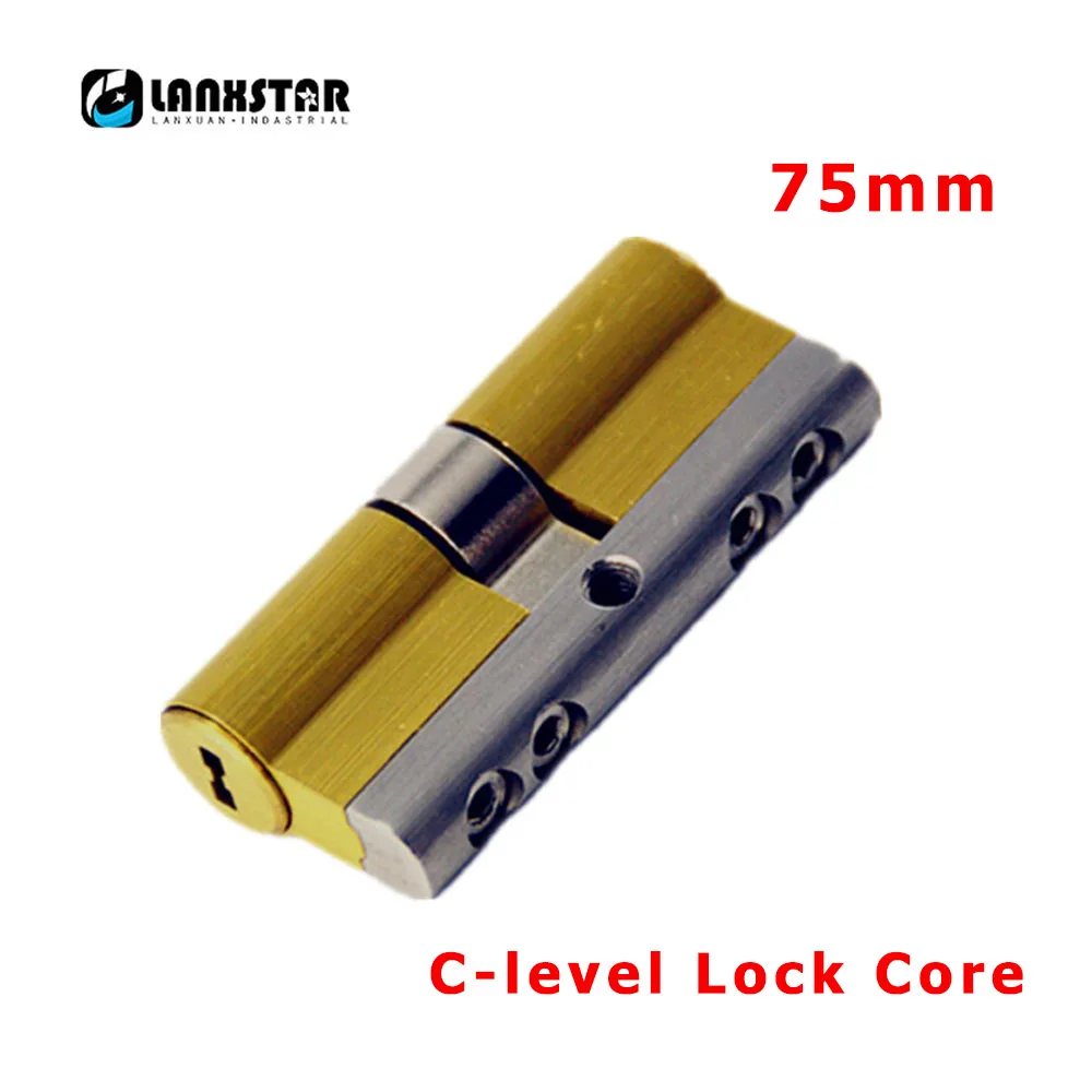 LANXSTAR Brass Cylinder 75mm C Grade Door Lock Core With 8Key Double