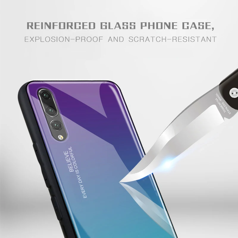 Чехол из закаленного стекла для Huawei Honor 10 Lite и P Smart 2019 цветной защитный чехол