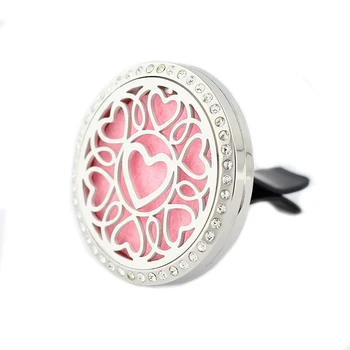 

35mm Stainless Steel Hearts Flowers with Vent Auto Air Freshener Clip Aromatherapy/Essential Oil Diffuser Car Perfume Locket