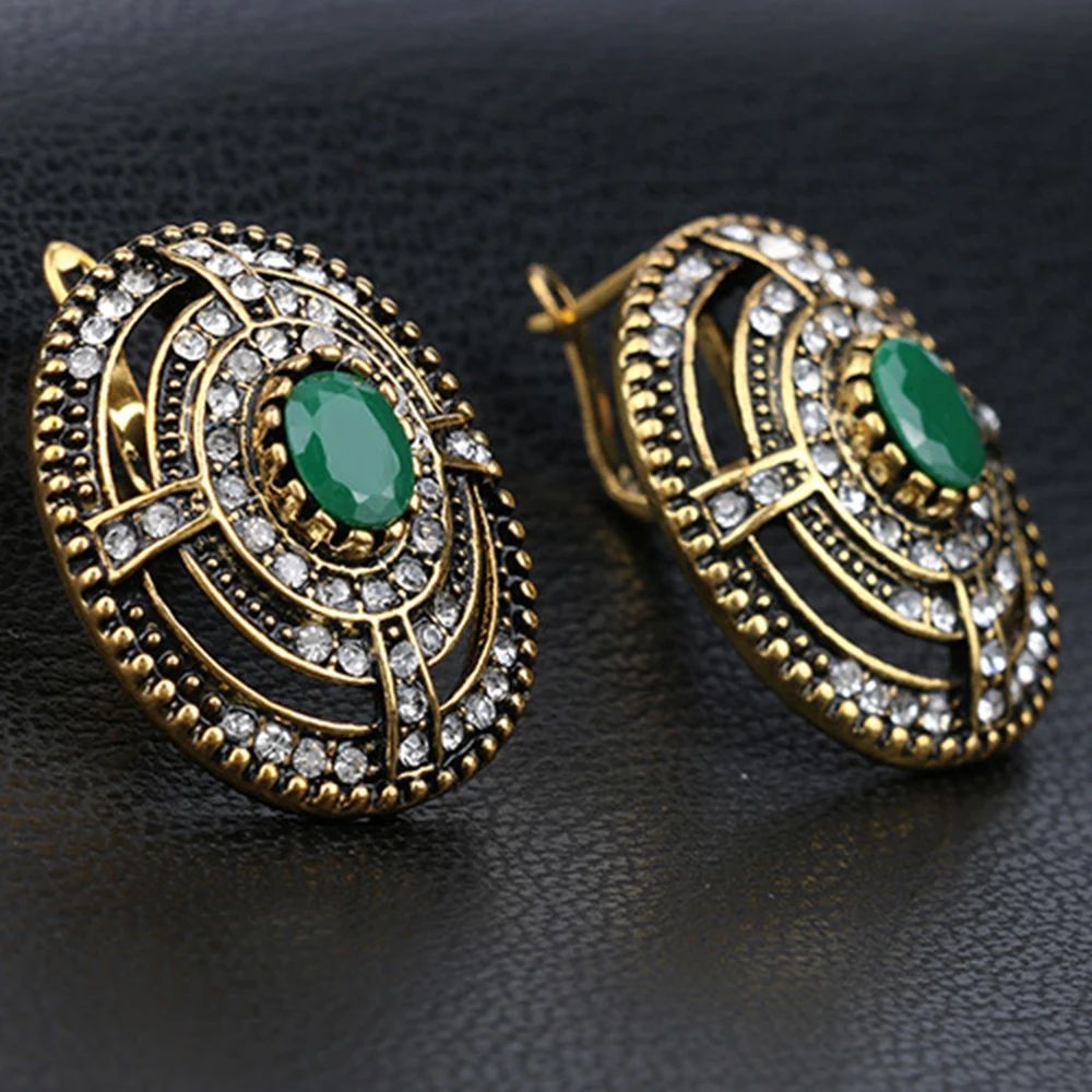 AINAMEISI зеленые кристаллы клип серьги для женщин Винтаж золотистого цвета, модные ювелирные изделия, серьги Brincos ушной Кафф