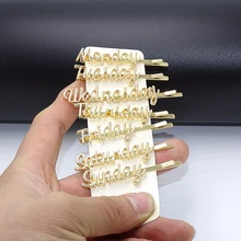 XDPQQ простая шпилька для волос, женский головной убор, заколка для волос с записью времени, милые аксессуары для волос для девочек с надписью «Monday to Sunday», боковая Заколка Для Девочек