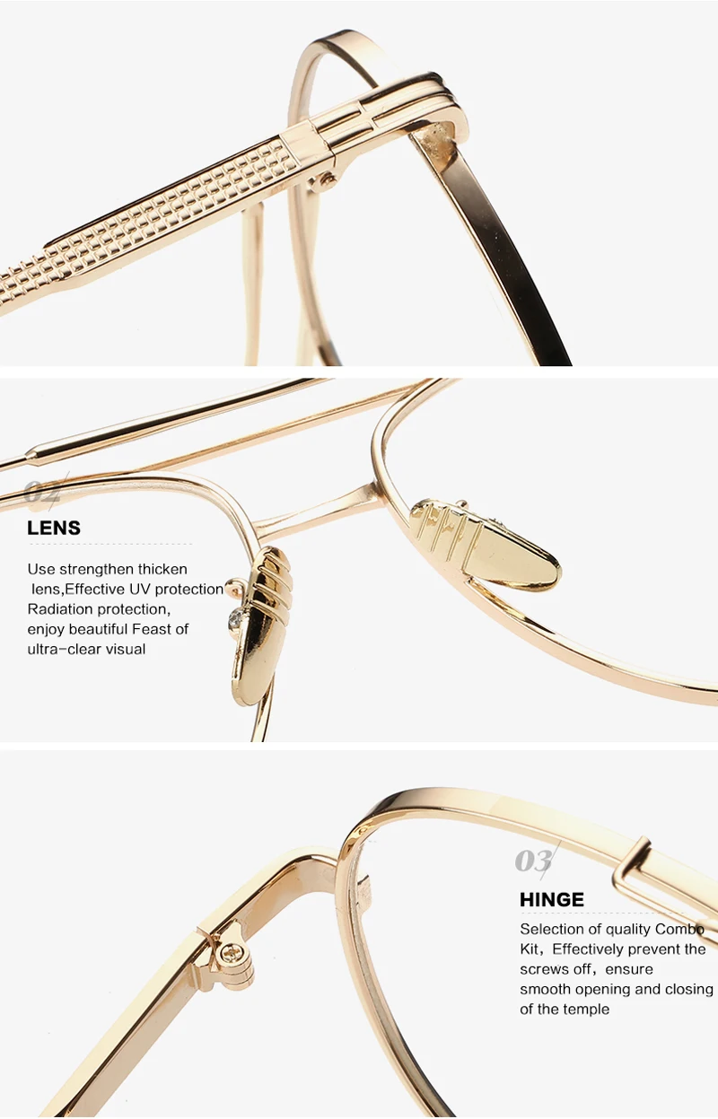 metal eyeglasses frames men clear lens detail (5)