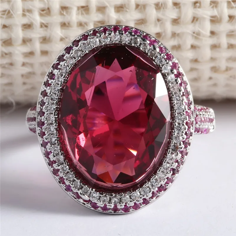 Shining Red Stone Rings for Women Crystal Ladies Accessories Ring ...