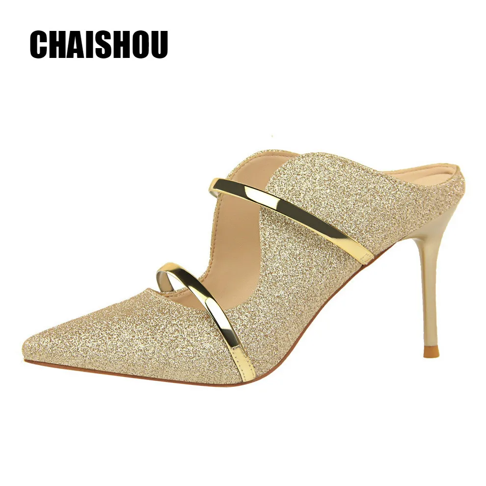 Ceny CHAISHOU buty damskie 2019 nowa letnia moda sexy sandały na obcasie kapcie rozmiar 35 40 CS 306