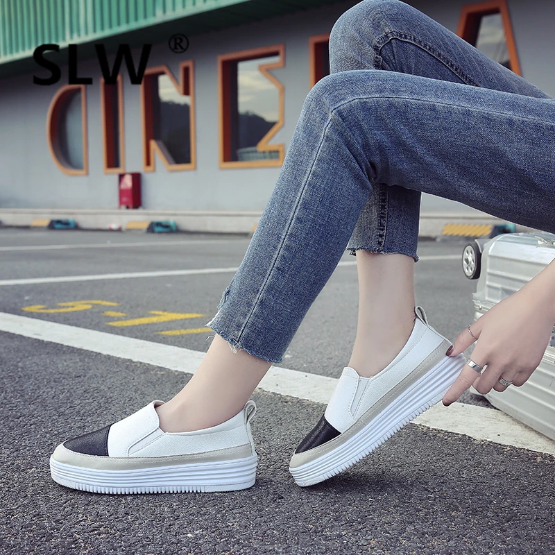 

Lace-Up Casual Basic Fabric fashion Loafers loafers Rubber women PU autumn Round Toe Shallow new Slip-On woman leather
