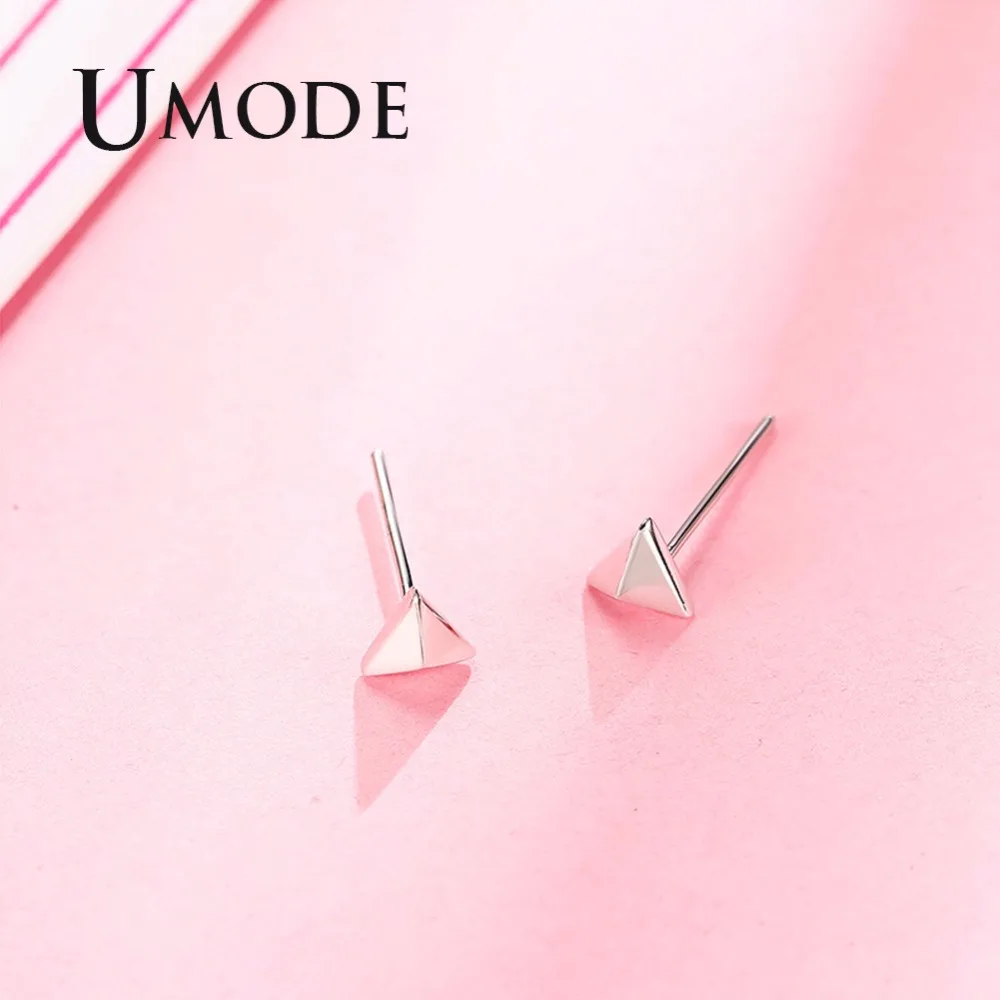 Женские Треугольные Серьги гвоздики UMODE ювелирные изделия золотого цвета из