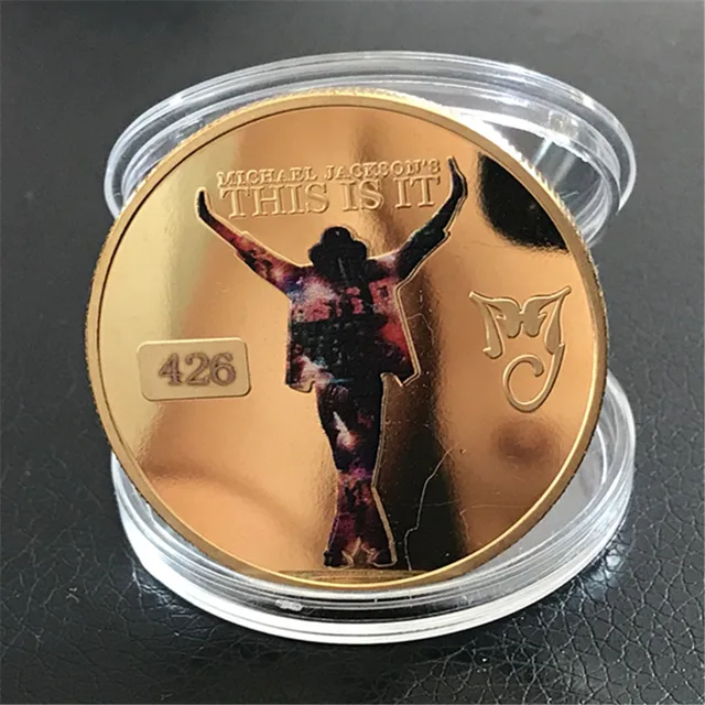 Free shipping 20pcs/lot Michael Jackson Gold Plated Commemorative Coin