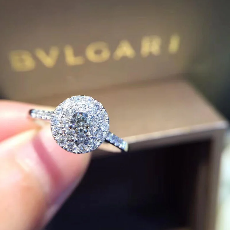 Natural Diamond 18K Gold Pure Gold Ring Beautiful Gemstone Ring Good Upscale Trendy Classic Party Fine Jewelry Hot Sell New 2018