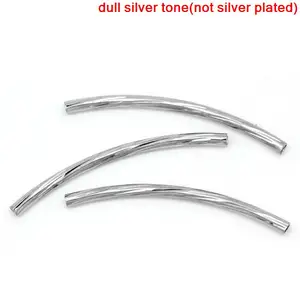 DoreenBeads изогнутая прокладка трубки бусины тусклый серебряный цвет 3,5x0,2 см, 100 шт (B22226) - изображение