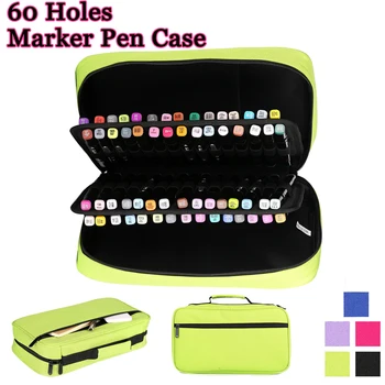 

60 Holes Marker Pen Case Large Capacity Oxford Fold Handbag Marker Bag Pen Box Student Stationery Art Supplies Estuche Escolar