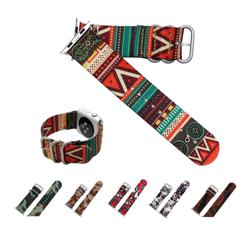 Colorful Bohemia Fabric Woven Nylon Watch Band For Apple Watch Series 2