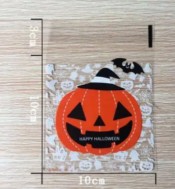 100 шт 10x10+ 3 см Счастливый Хэллоуин милые пластиковые пакеты для печенья Упаковочные пакеты пакет с застежкой еда шоколад мыло упаковка пластик - Цвет: As Picture
