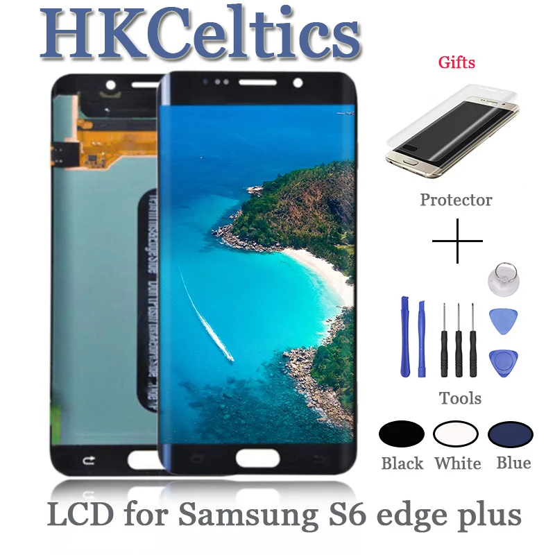 ЖК дисплей с сенсорным экраном для Samsung Galaxy S6 Edge Plus 5 7 дюйма G928 G928F|Экраны мобильных