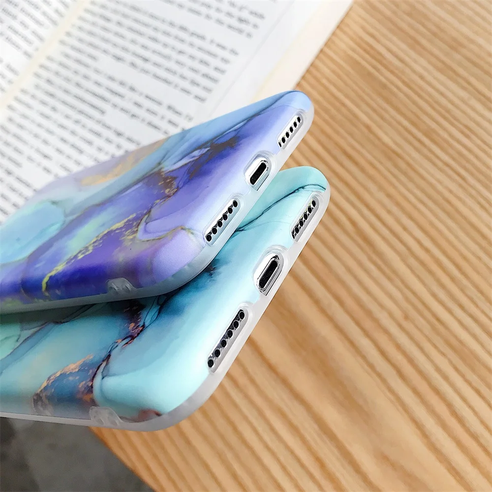 Чехол для Телефона iPhone 7 8 Plus XR XS Max роскошные цветные силиконовые чехлы с мрамором