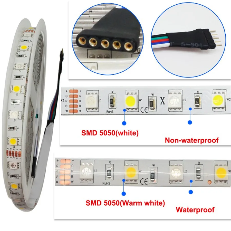 Светодиодная лента 5050 DC12V RGB RGBW гибкая светодиодная лента светильник 5 м/лот 60 Светодиодный s/m Одноцветный RGB RGBW для украшения дома 5050 лента