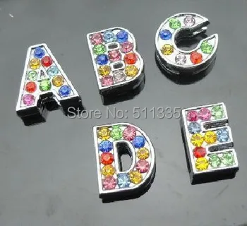 

Wholesale 260pcs/lot 8mm A-Z Colorful Rhinestones diy slide charm letter