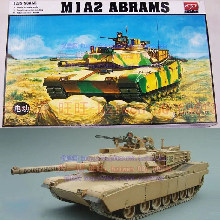 United States M1A2 Abraham Main Battle Tank With Motor 1 35 Scale DIY Plastic Assembling Model