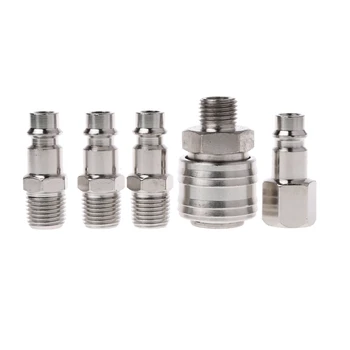 

6Pcs/set EURO Air Line Hose Compressor Fitting Connector Quick Release Set 1/4" BSP